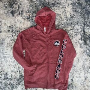 Colorado Zip-Up Hoodie Embroidered Rocky Mountains Medium